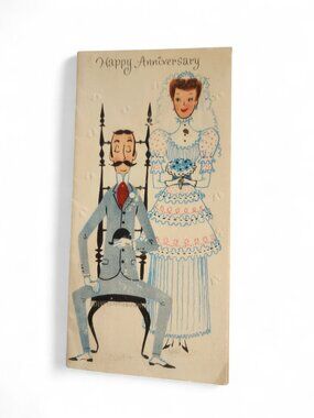 1950s Happy Anniversary Vintage Greeting Card